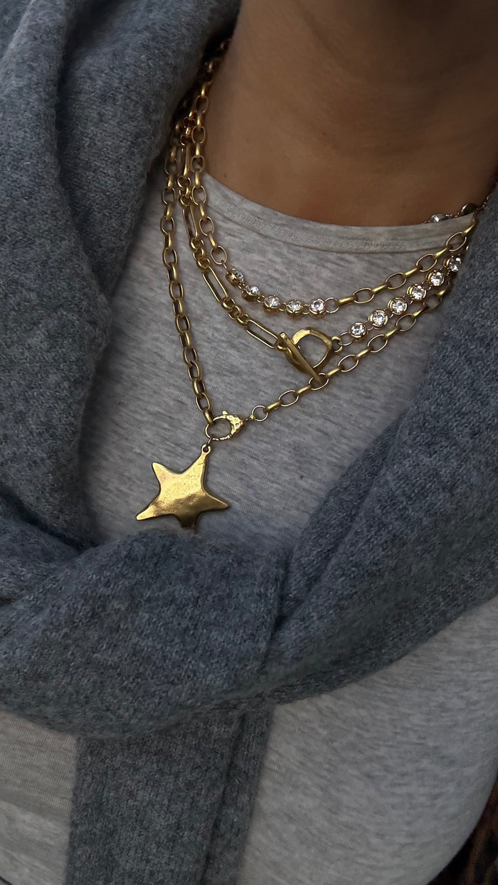 Gold statement necklace with chunky links, made for maximalist layering