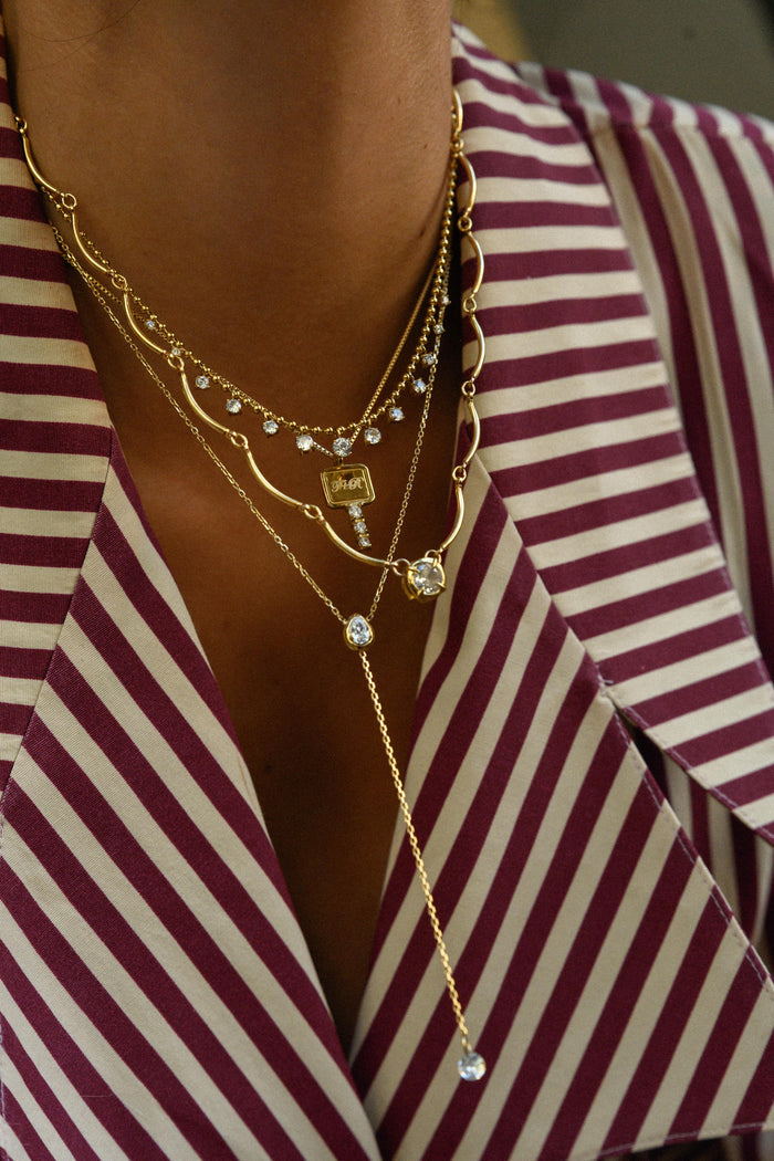 Dainty gold chain necklaces with sparkling stone accents by Beads by Tara
