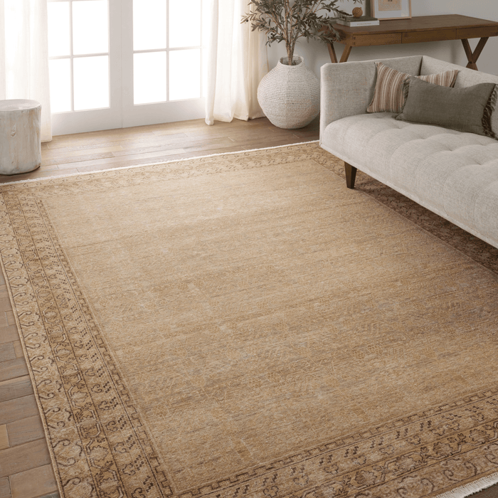 Someplace in Time Gold & Brown Hand Knotted Wool Area Rug - Available in a Variety of Sizes - Rugs - The Well Appointed House