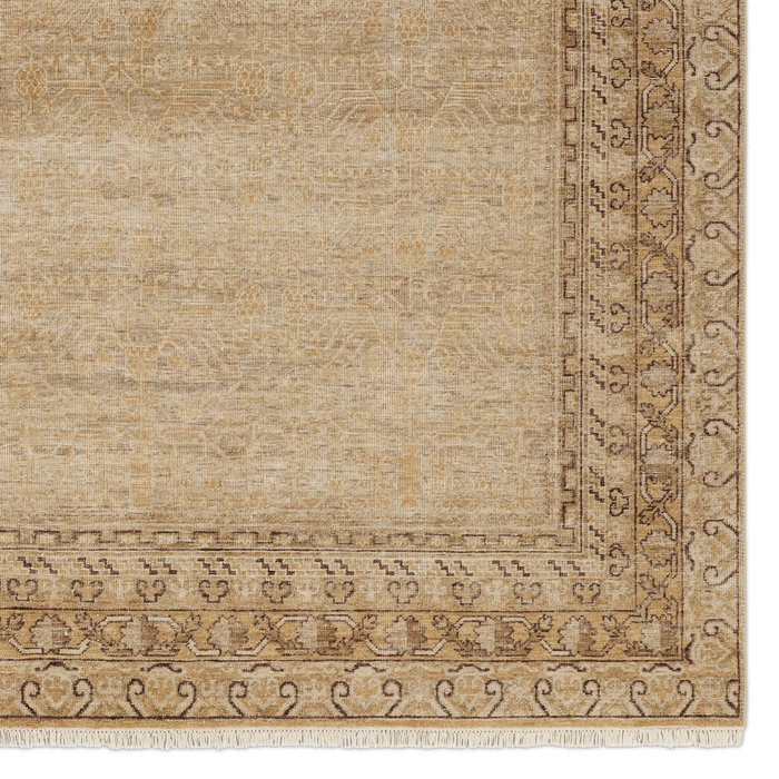 Someplace in Time Gold & Brown Hand Knotted Wool Area Rug - Available in a Variety of Sizes - Rugs - The Well Appointed House