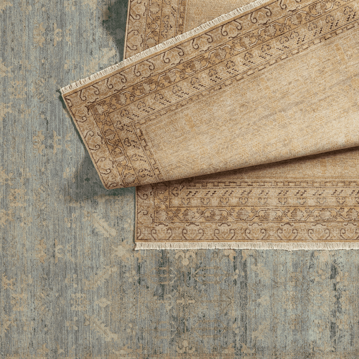Someplace in Time Gold & Brown Hand Knotted Wool Area Rug - Available in a Variety of Sizes - Rugs - The Well Appointed House