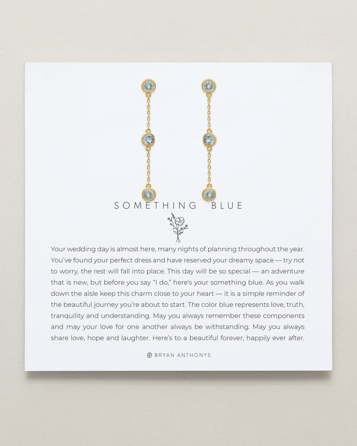 Bryan Anthonys Something Blue Linear Gold Earrings On Card