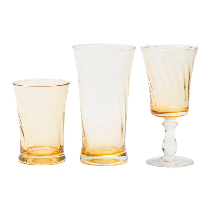 Spiral Pattern Soft Yellow Hand Blown Glasses - Drinkware - The Well Appointed House