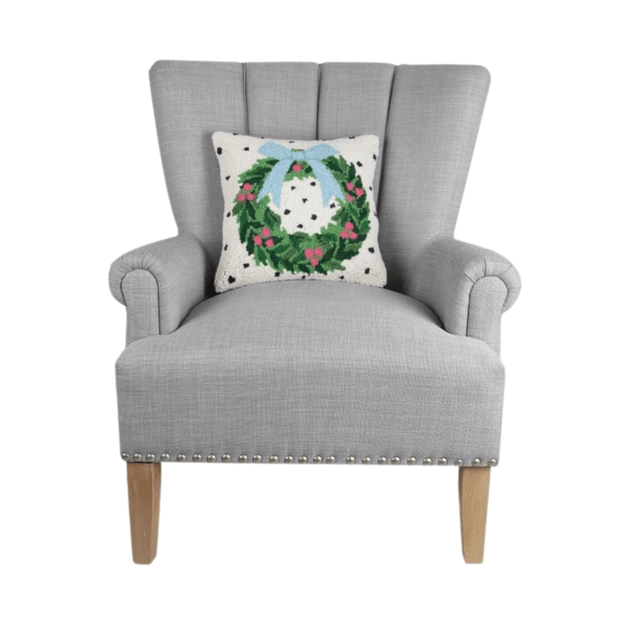 Spotted Wreath Latch Hook Christmas Throw Pillow - Christmas Pillows - The Well Appointed House