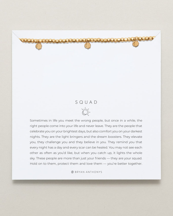 Close-up of Squad Beaded Icon Bracelet in 14k gold finish
