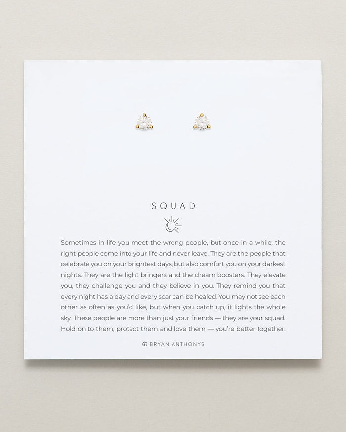 Bryan Anthonys Gold Squad Crystal Stud Earrings On Card
