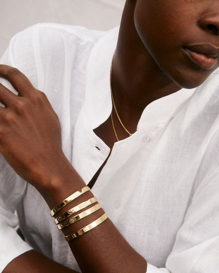 Bryan Anthonys Squad Gold Engraved Cuff On Model