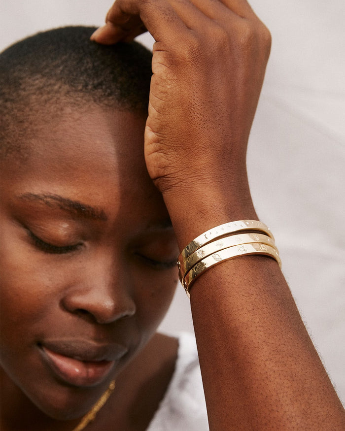 Bryan Anthonys Squad Gold Engraved Cuff On Model