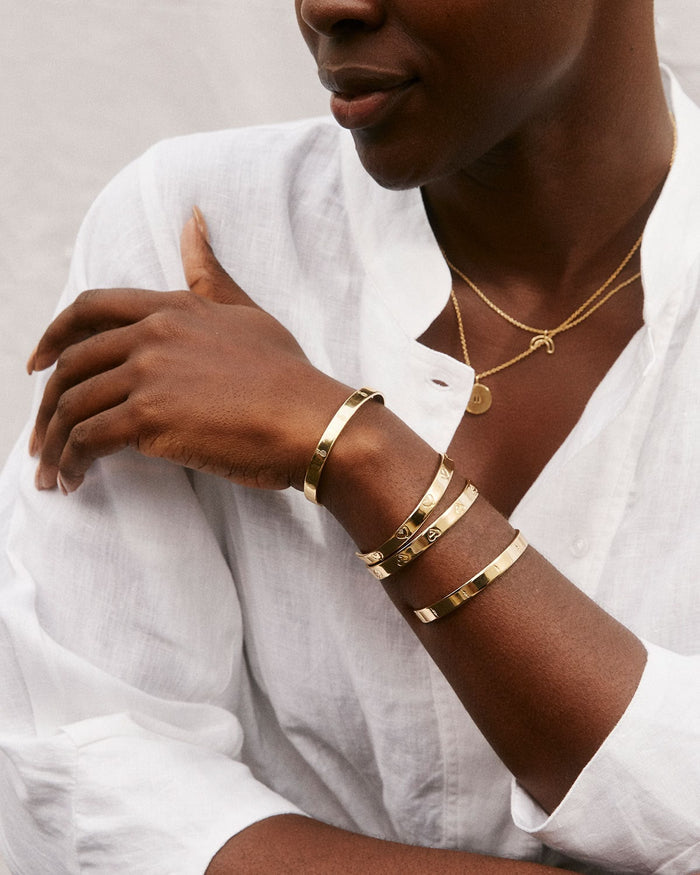 Bryan Anthonys Squad Gold Engraved Cuff On Model