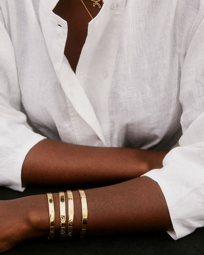 Bryan Anthonys Squad Gold Engraved Cuff On Model