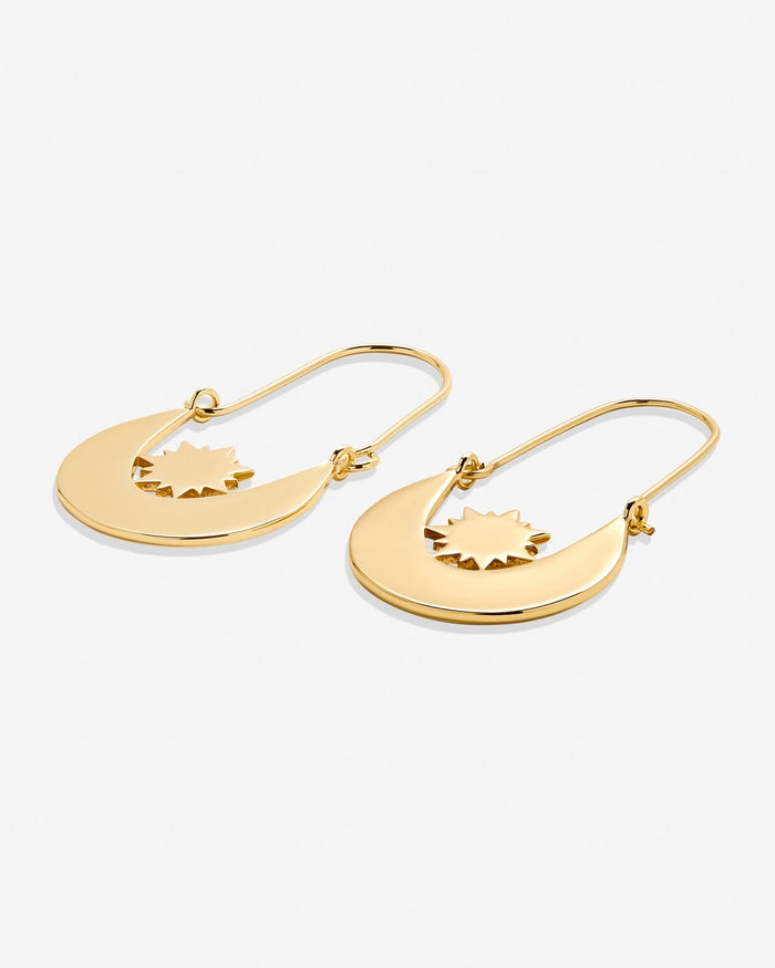 Squad Hoop Earrings showcase in 14k gold finish