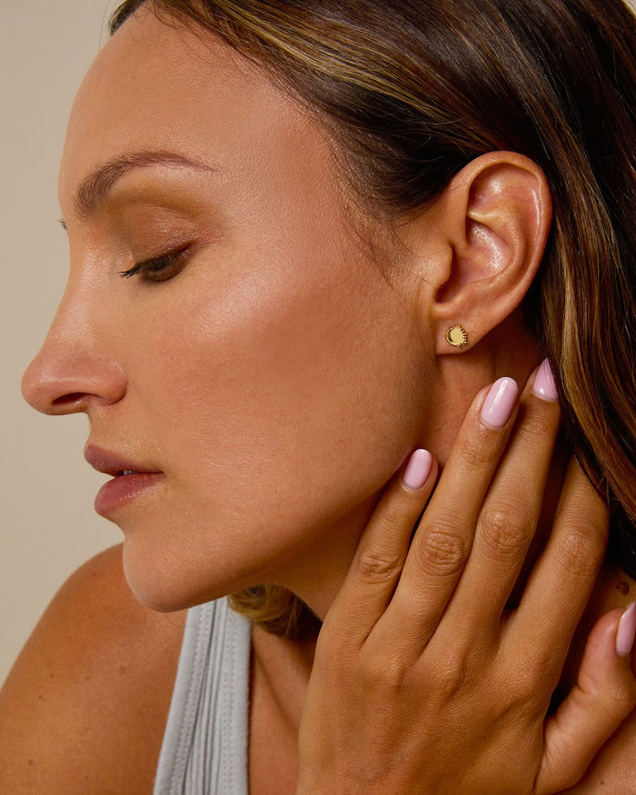 Bryan Anthonys Squad Icon Stud Earrings in Gold On Model