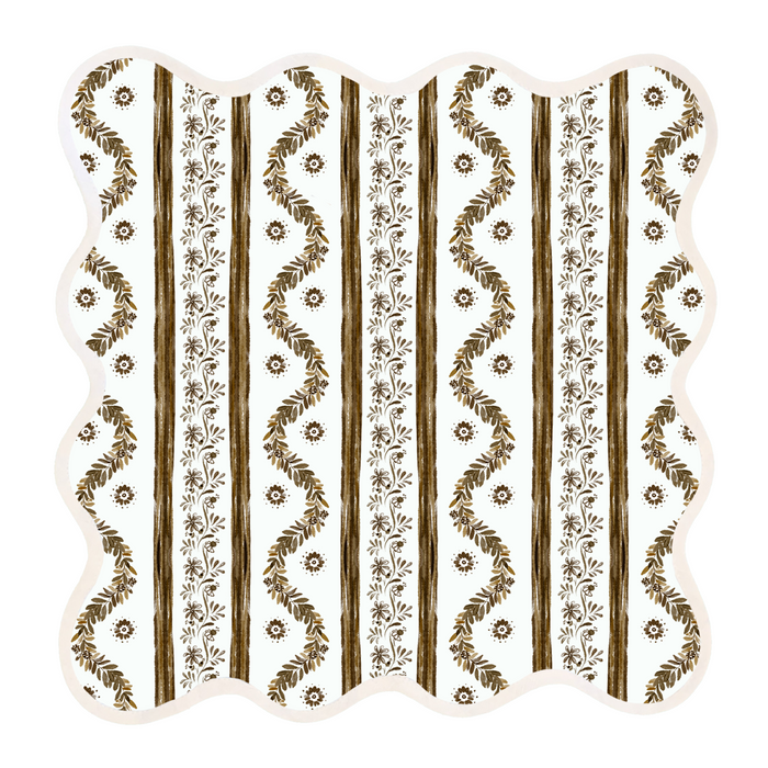 Square Scalloped Placemat, Boxwood Garden - Espresso - The Well Appointed House