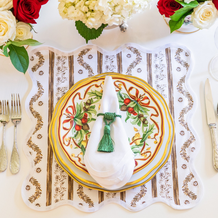 Square Scalloped Placemat, Boxwood Garden - Espresso - The Well Appointed House