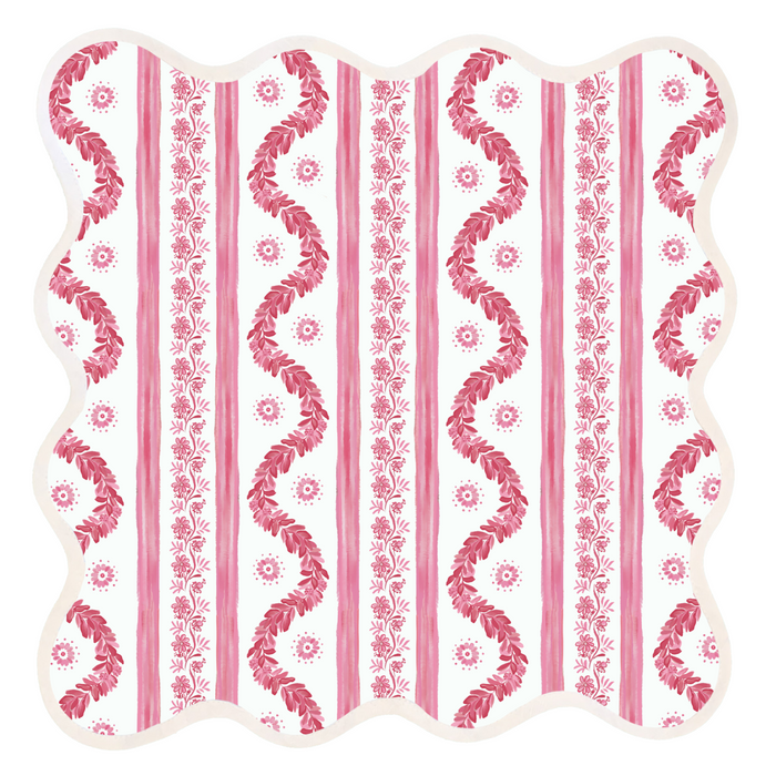 Square Scalloped Placemat, Boxwood Garden - Rose - The Well Appointed House