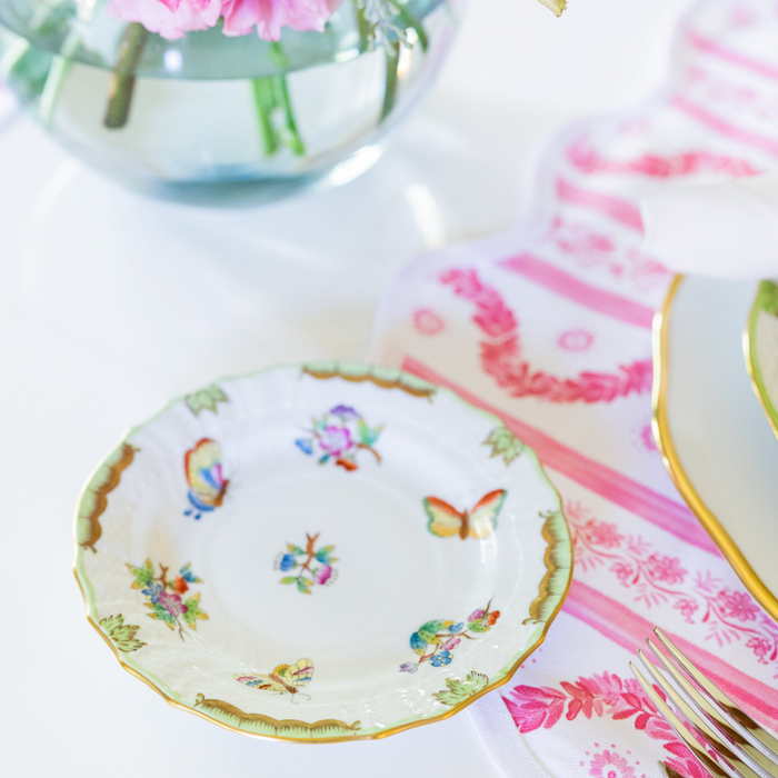 Square Scalloped Placemat, Boxwood Garden - Rose - The Well Appointed House