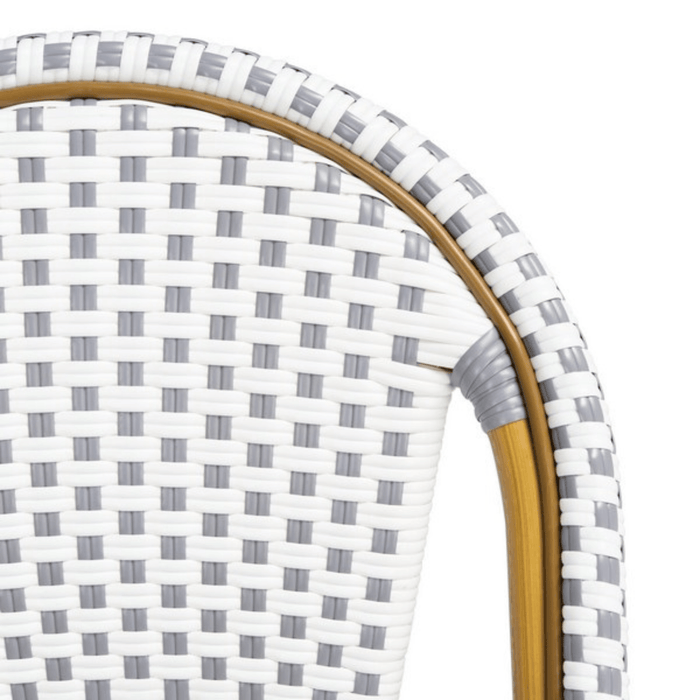 Stackable White and Grey PE Wicker & Aluminum Outdoor Bar Stool - Bar & Counter Stools -  The Well Appointed House