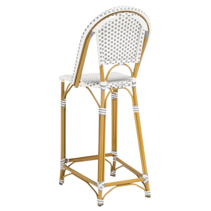 Stackable White and Grey PE Wicker & Aluminum Outdoor Bar Stool - Bar & Counter Stools -  The Well Appointed House