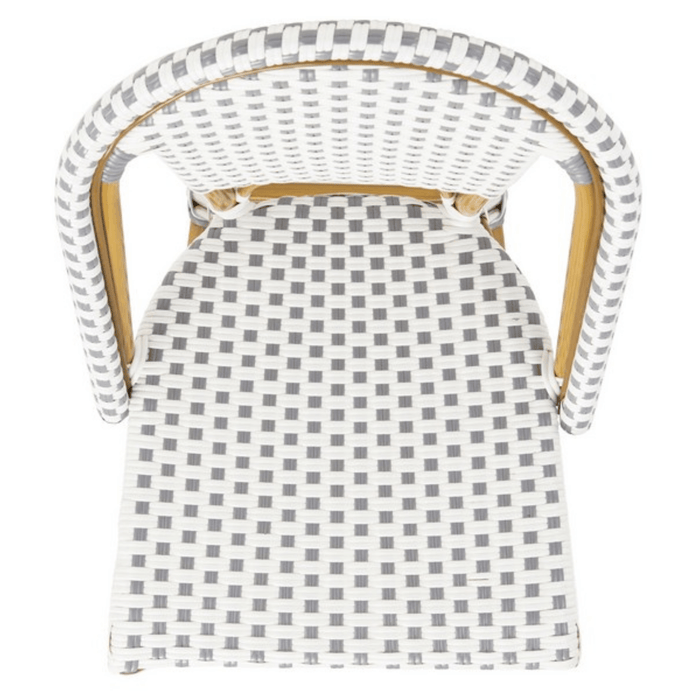Stackable White and Grey PE Wicker & Aluminum Outdoor Bar Stool - Bar & Counter Stools -  The Well Appointed House