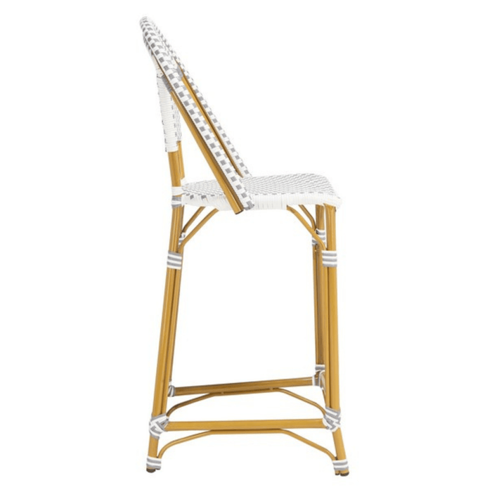 Stackable White and Grey PE Wicker & Aluminum Outdoor Bar Stool - Bar & Counter Stools -  The Well Appointed House