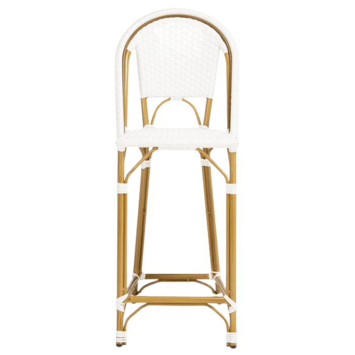 Stackable White PE Wicker & Aluminum Outdoor Bar Stool - Bar & Counter Stools -  The Well Appointed House