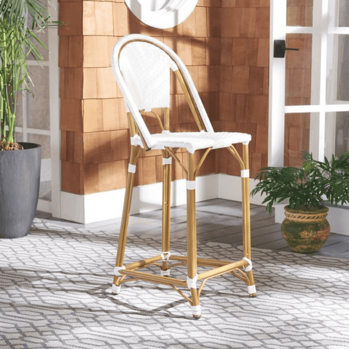 Stackable White PE Wicker & Aluminum Outdoor Bar Stool - Bar & Counter Stools -  The Well Appointed House