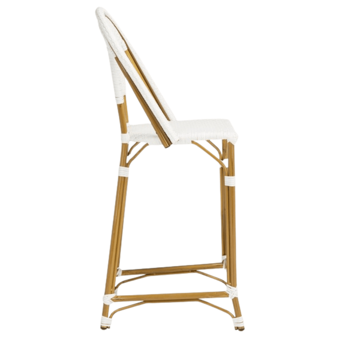 Stackable White PE Wicker & Aluminum Outdoor Bar Stool - Bar & Counter Stools -  The Well Appointed House
