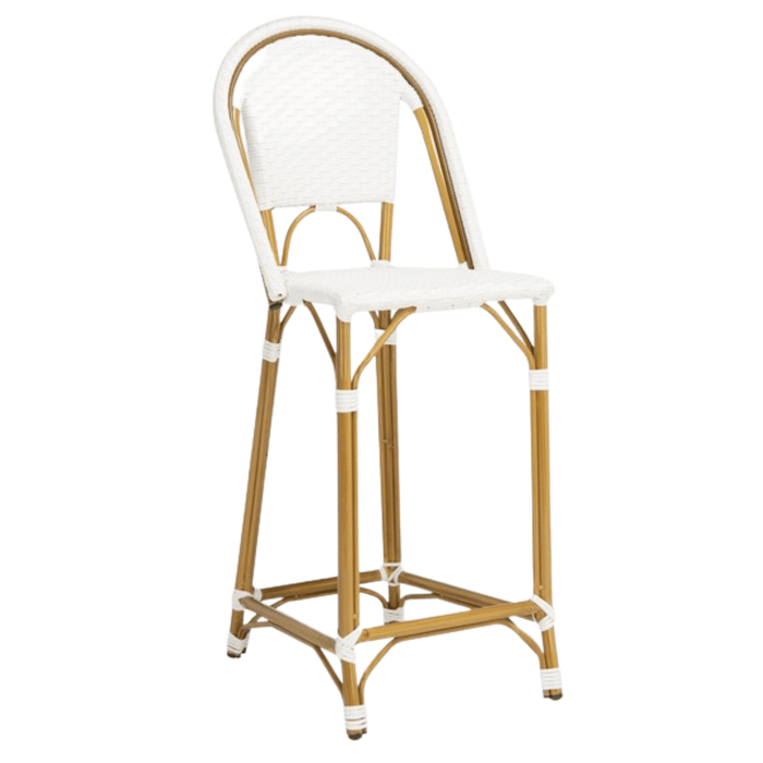 Stackable White PE Wicker & Aluminum Outdoor Bar Stool - Bar & Counter Stools -  The Well Appointed House