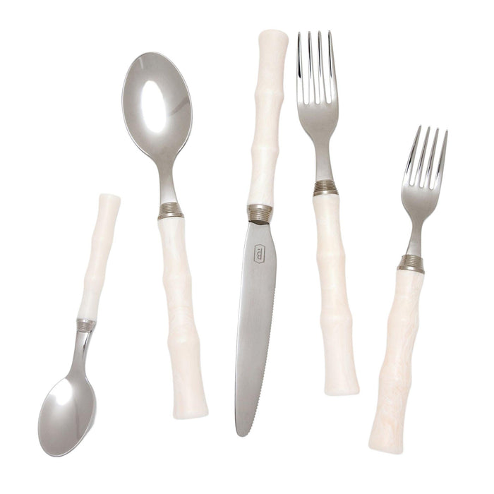 Stainless Steel and Faux Ivory Five Piece Flatware Set - Flatware - The Well Appointed House