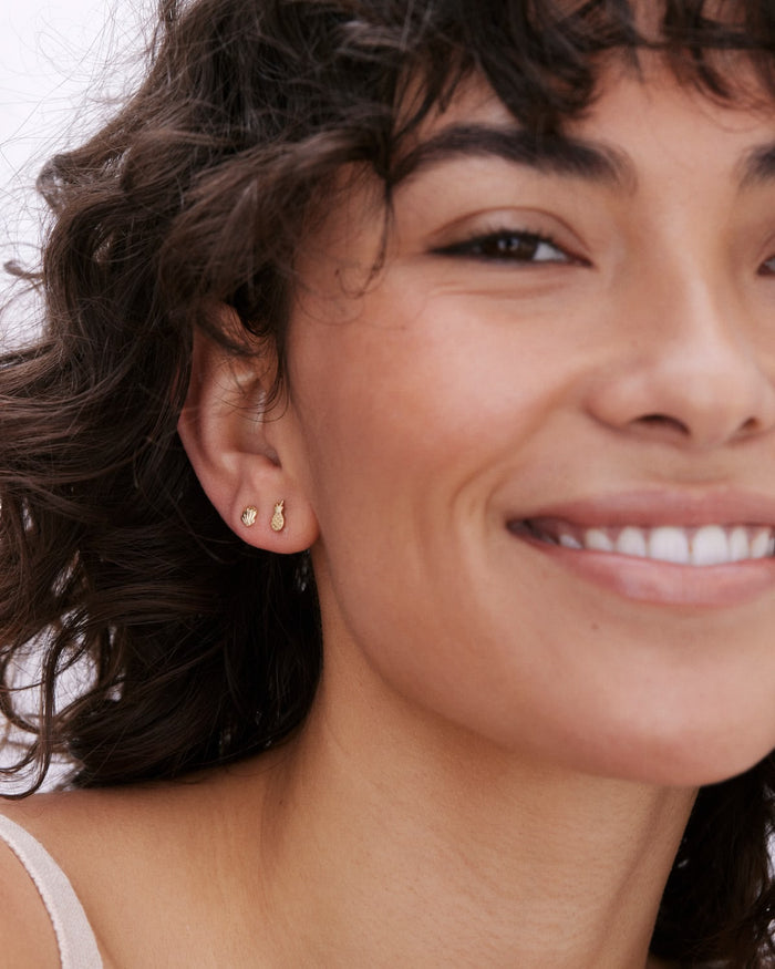 Bryan Anthonys Stand Tall Stay Sweet Gold Stud Earrings on model