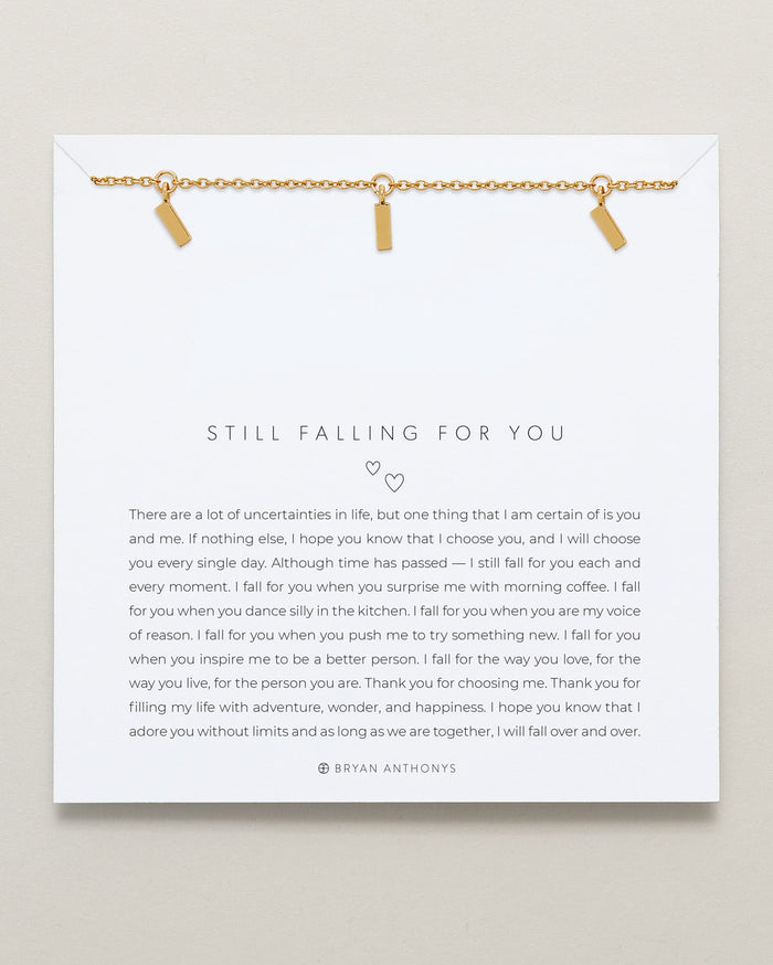 Bryan Anthonys Still Falling For You Gold Necklace On Card
