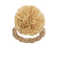 Straw Pompom Napkin Rings, Natural, Set of Four - The Well Appointed House