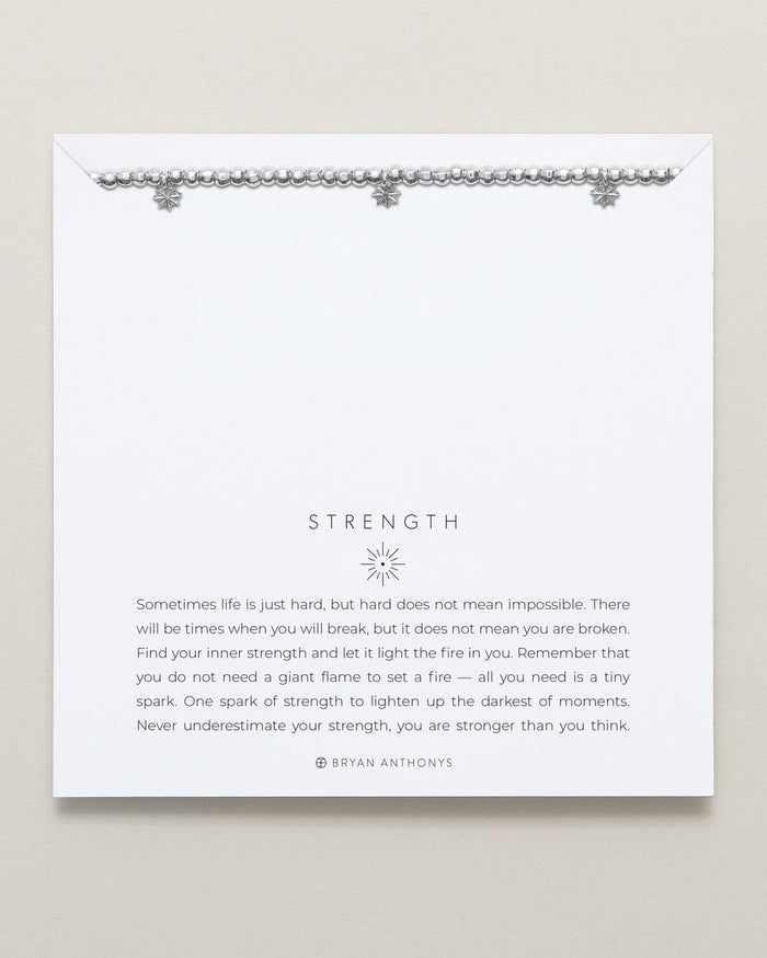 Strength Beaded Icon Bracelet in silver finish