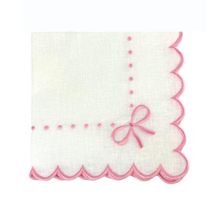 Studio Collection Juliet Bows Napkins in Linen White/Pink