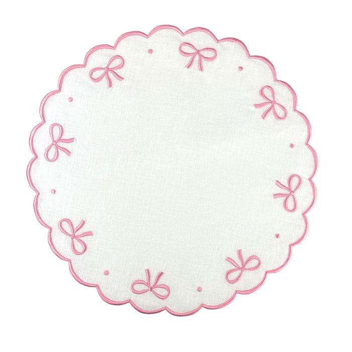 Studio Collection Juliet Bows Placemats in Linen White/Pink - The Well Appointed House