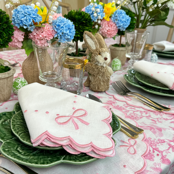 Studio Collection Juliet Bows Placemats in Linen White/Pink - The Well Appointed House