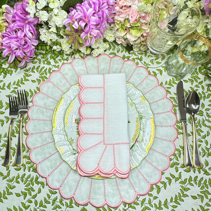 Studio Collection Linen Pippa Napkin in White/Pink, Set of 4 - The Well Appointed House