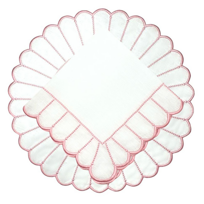 Studio Collection Linen Pippa Napkin in White/Pink, Set of 4 - The Well Appointed House
