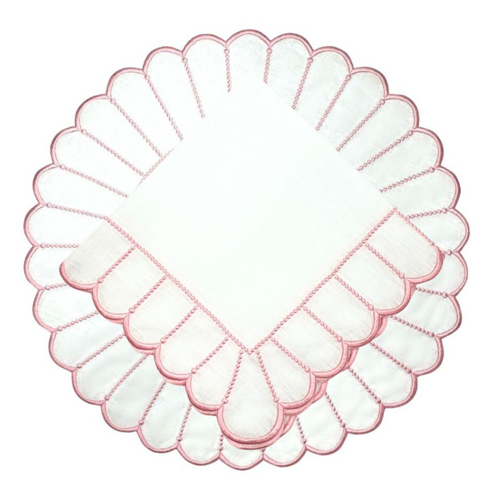 Studio Collection Linen Pippa Placemat in White/Pink, Set of 4 - The Well Appointed House