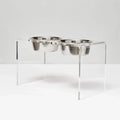 Tall Clear Double Dog Bowl Feeder with Silver Bowls - Pet Accessories - The Well Appointed House