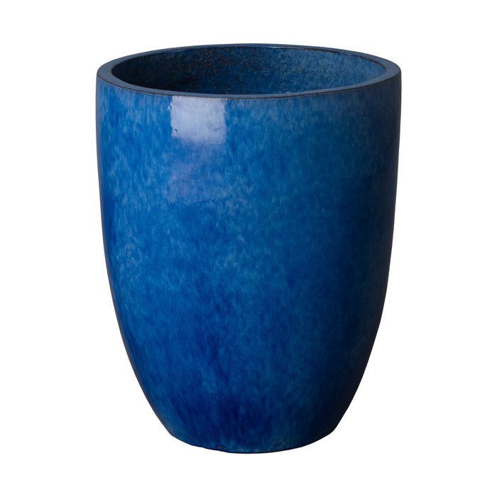 Blue ceramic planter on a white background - The Well Appointed House