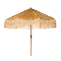 Tan Tropical Tiki Outdoor Crank Umbrella With Fringe - Outdoor Umbrellas - The Well Appointed House