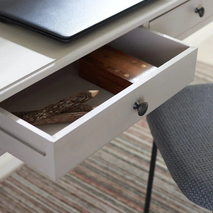Taupe Two Drawer Desk With Ball-Turned Legs - Desks & Desk Chairs - The Well Appointed House