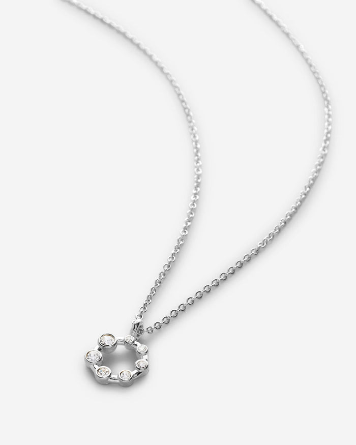 Bryan Anthonys Teacher Silver Necklace with Crystals macro