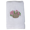 Terry Guest Towel With Embroidered Basket of Pink Peonies - The Well Appointed House