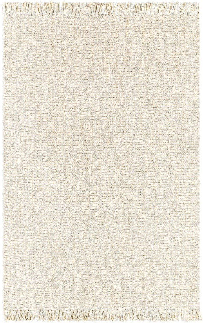 Textured Cream Hand Woven Jute Rug with Fringe, Available in a Variety of Sizes - Rugs - The Well Appointed House