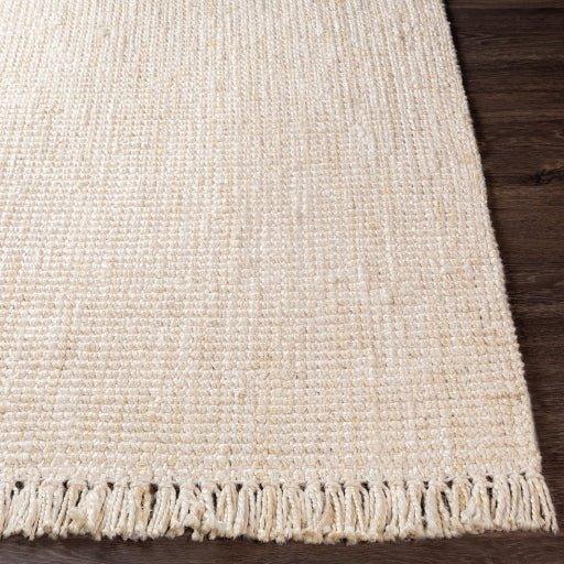 Textured Cream Hand Woven Jute Rug with Fringe, Available in a Variety of Sizes - Rugs - The Well Appointed House