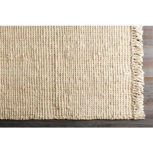 Textured Cream Hand Woven Jute Rug with Fringe, Available in a Variety of Sizes - Rugs - The Well Appointed House