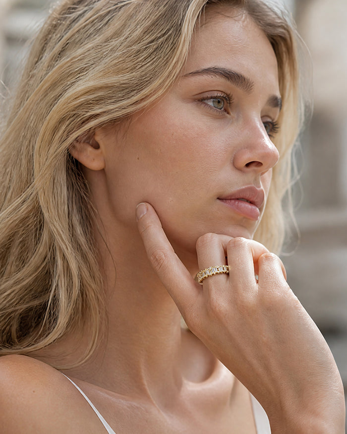 The Becoming Marquise Double Pavé Stacking Ring