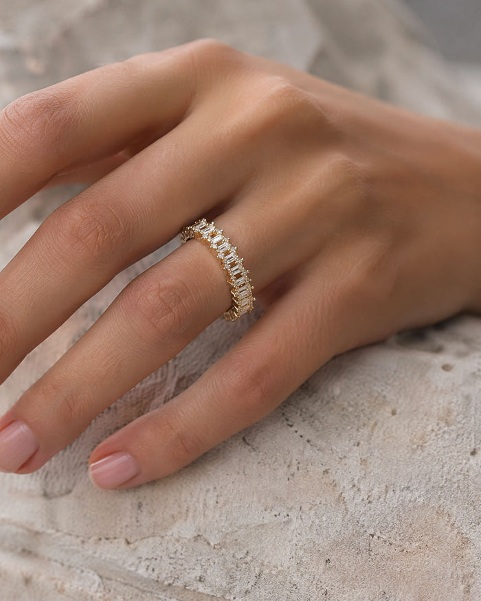 The Becoming Marquise Double Pavé Stacking Ring